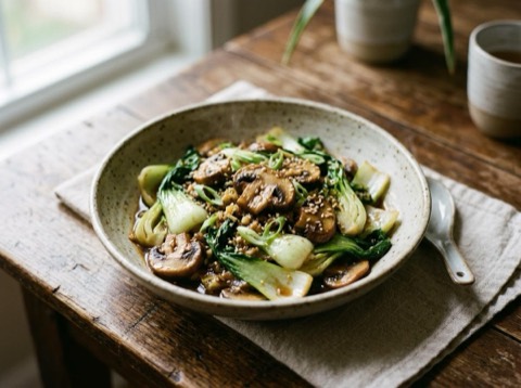 Mushroom and Bok Choy Stir-Fry