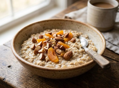 Oatmeal with Almonds and Dried Apricots