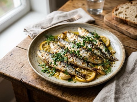 Oven-Baked Sardines with Lemon