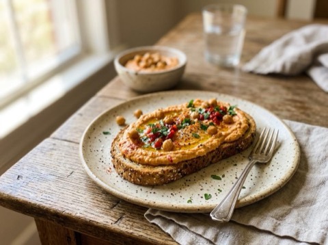 Roasted Red Pepper Hummus Toast