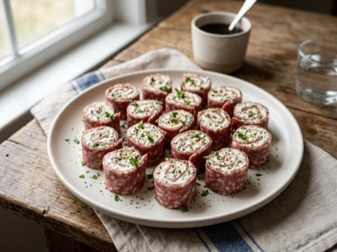 Salami and Cream Cheese Roll-Ups