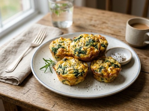 Savory Egg muffins with Spinach and Feta
