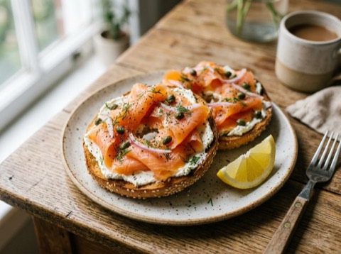 Smoked Salmon and Cream Cheese Bagel