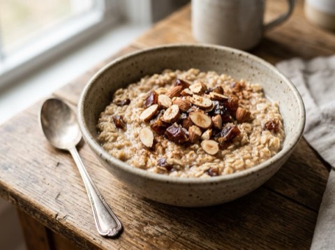 Spiced Oatmeal with Almonds and Dates