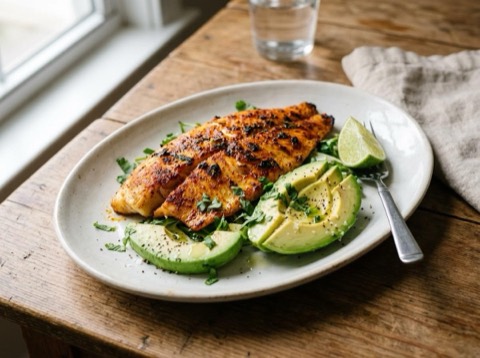 Spicy Baked Tilapia with Avocado
