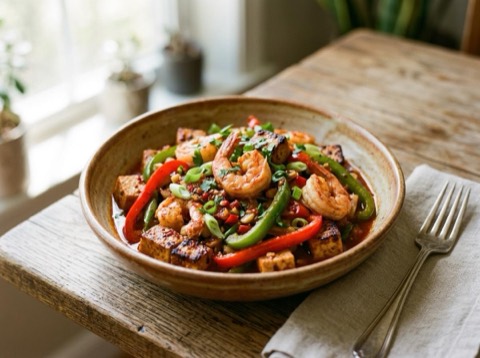 Spicy Tofu and Shrimp Stir-Fry
