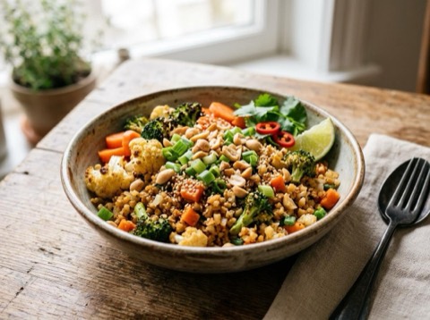 Toaster-Oven Vietnamese Cauliflower Rice Bowl