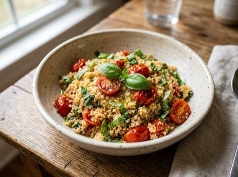 Tomato Basil Quinoa Breakfast