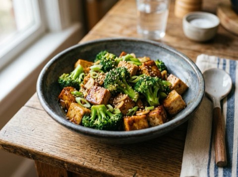 Vegan Stir-Fried Tofu and Broccoli