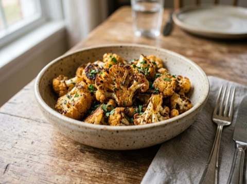Wok-Roasted Cauliflower with Herbs