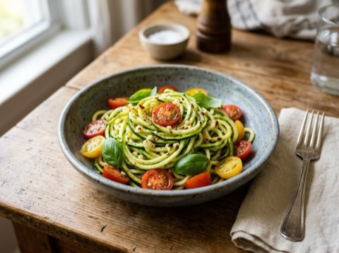 Zucchini Noodles with Garlic and Olive Oil
